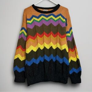 Degen Zig Zag Multi Color Alpaca Sweater READ DESCRIPTION